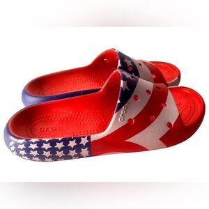 CROCS Red White Blue Patriotic Slide Sandals